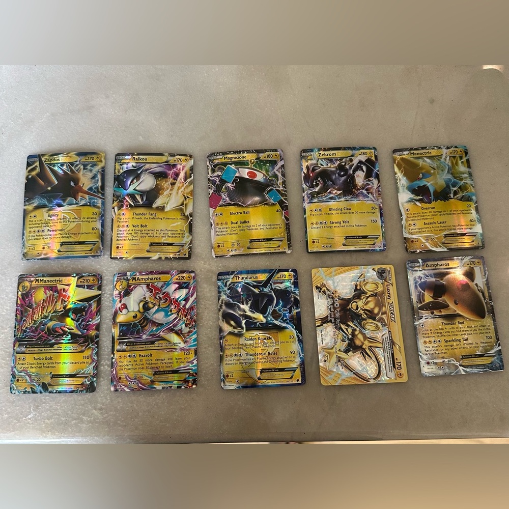 Pokemon Trading Cards - Electric Collection, includes 2 Megas and 1 Break, RARE